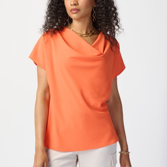 241099 Orange Scoop Neck Blouse by JOSEPH RIBKOFF